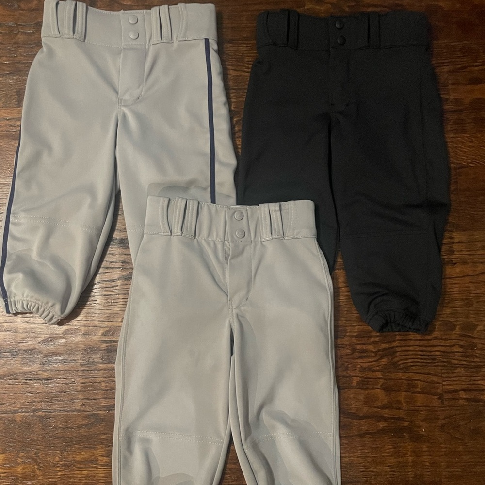 Boys Champro baseball pant knickers, sz S - black, grey and grey/navy stripe